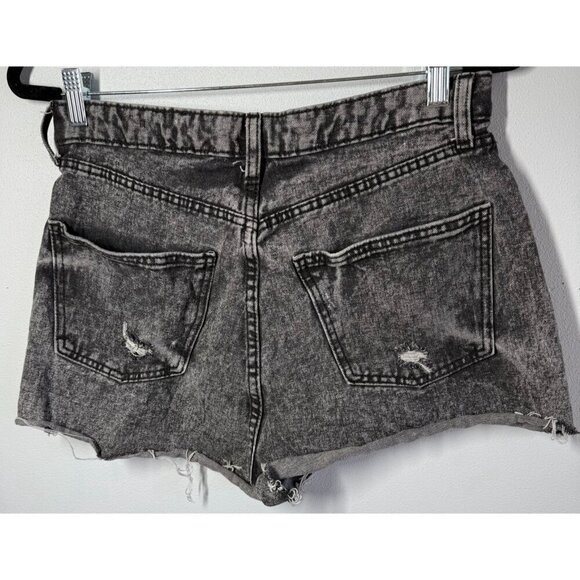 Wild Fable Womens Black Acid Wash Highest Rise Cut Off Shorts Button Fly Size 10 - Picture 2 of 9